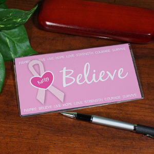 Believe - Breast Cancer Awareness Personalized Checkbook Cover